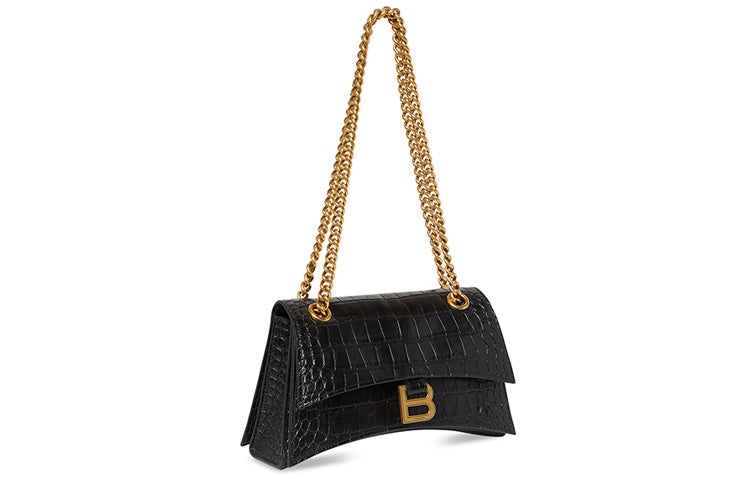 (WMNS) Balenciaga Crush Small Chain Bag Crocodile Embossed 'Black' 716351210IX1000 - 2
