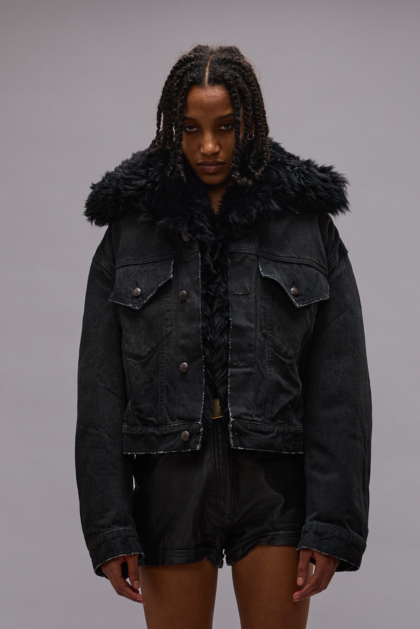 2 IN 1 ELI BOXY TRUCKER JACKET - BOLT BLACK -R13 - 4