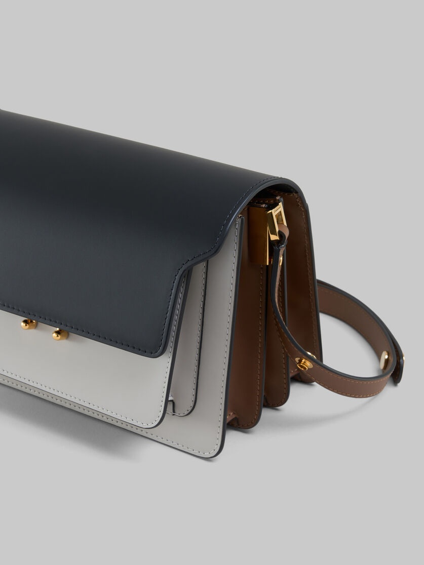 BLACK WHITE AND BROWN SMOOTH CALFSKIN MEDIUM TRUNK BAG - 4