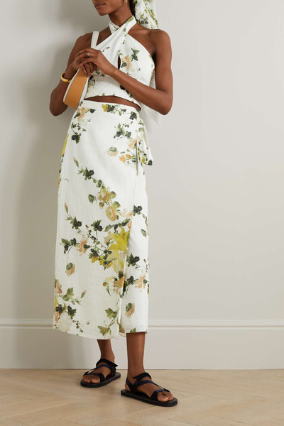 Erdem Hermia floral-print linen midi wrap skirt outlook