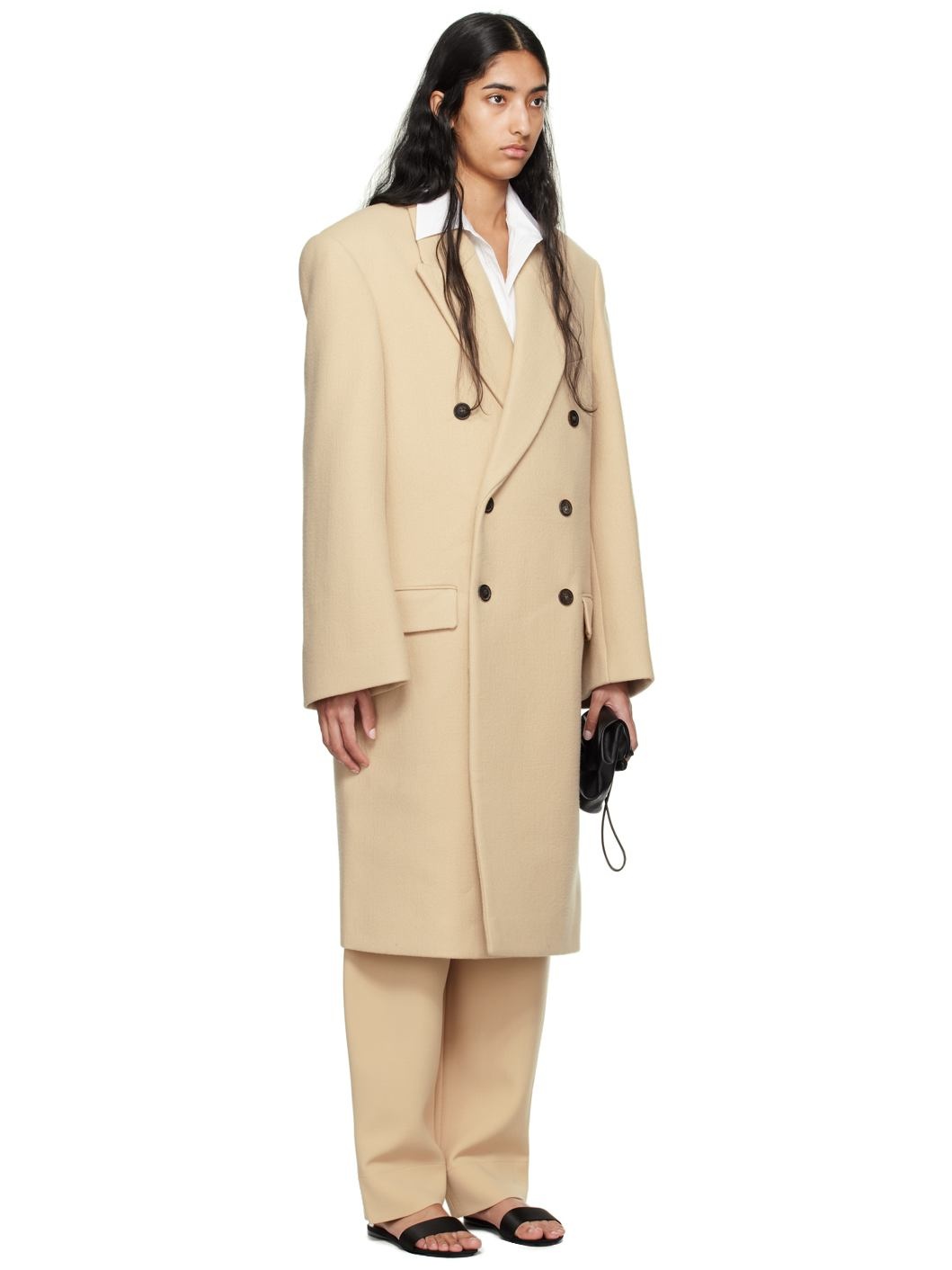 Beige Hailey Bieber Edition Double-Breasted Coat - 2