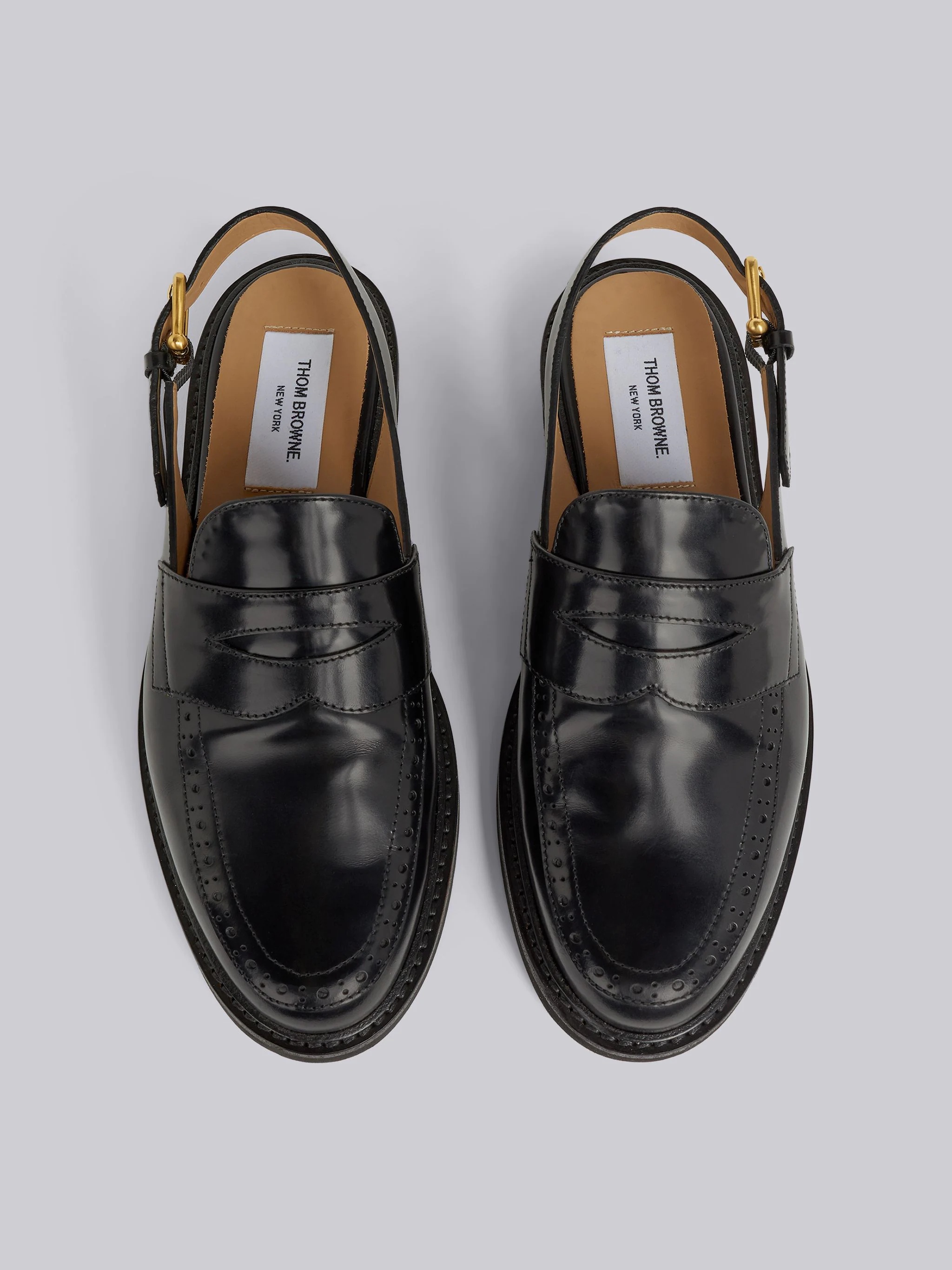Black Calf Leather Micro Sole Slingback Penny Loafer - 4