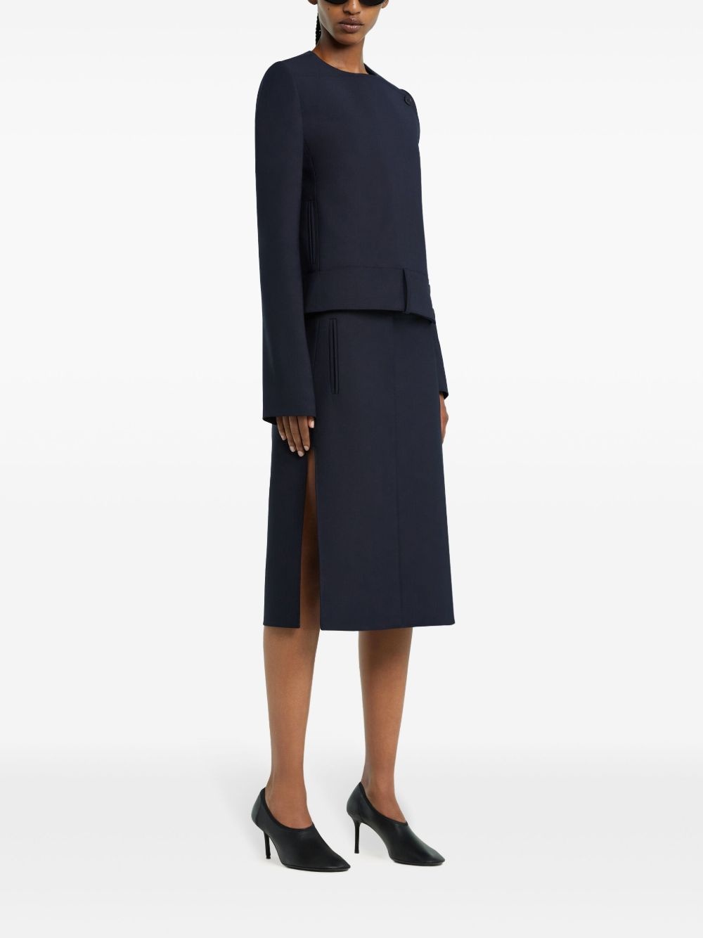 belted slit skirt - 3
