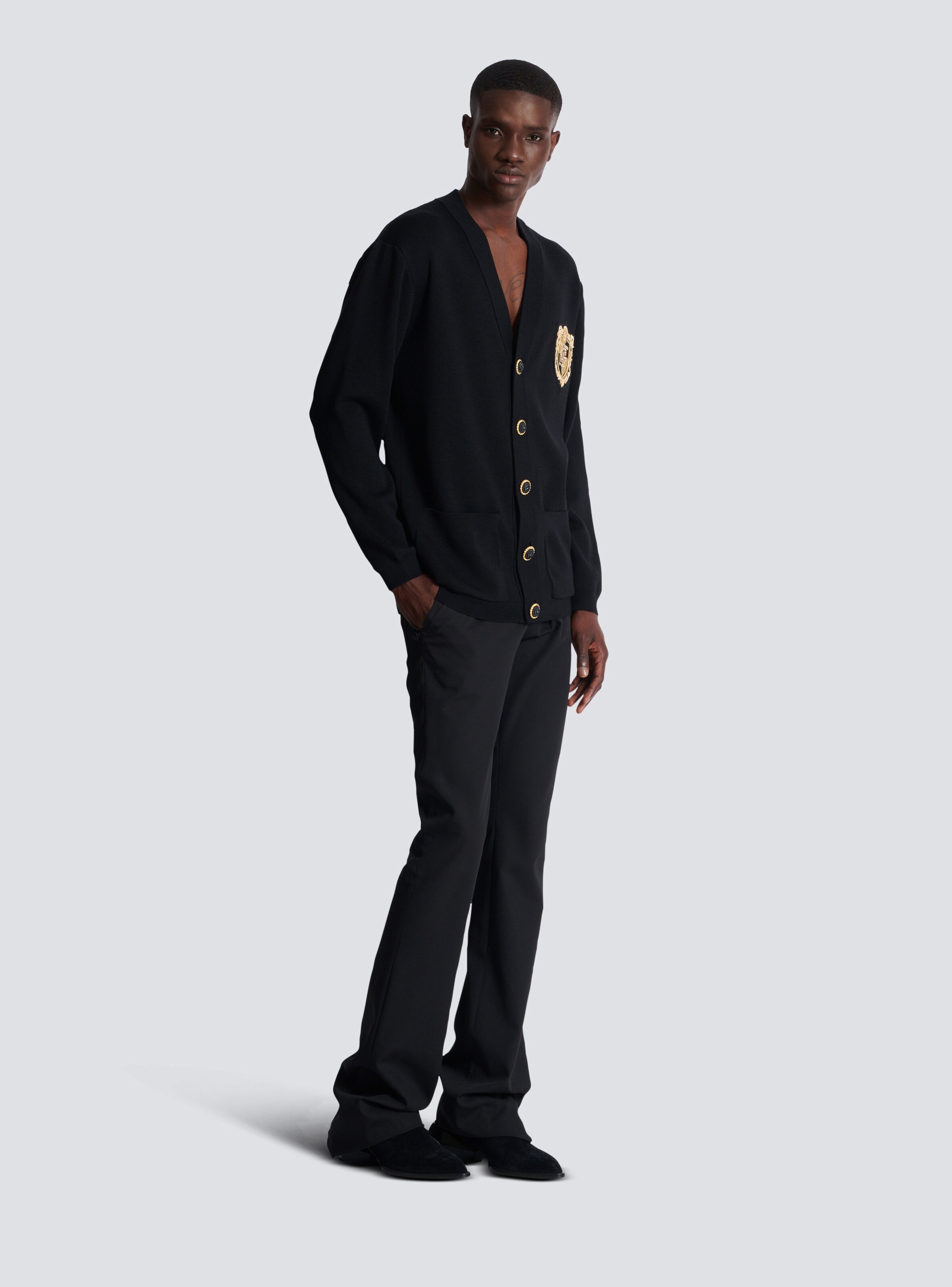Knit cardigan with embroidered patch - 3