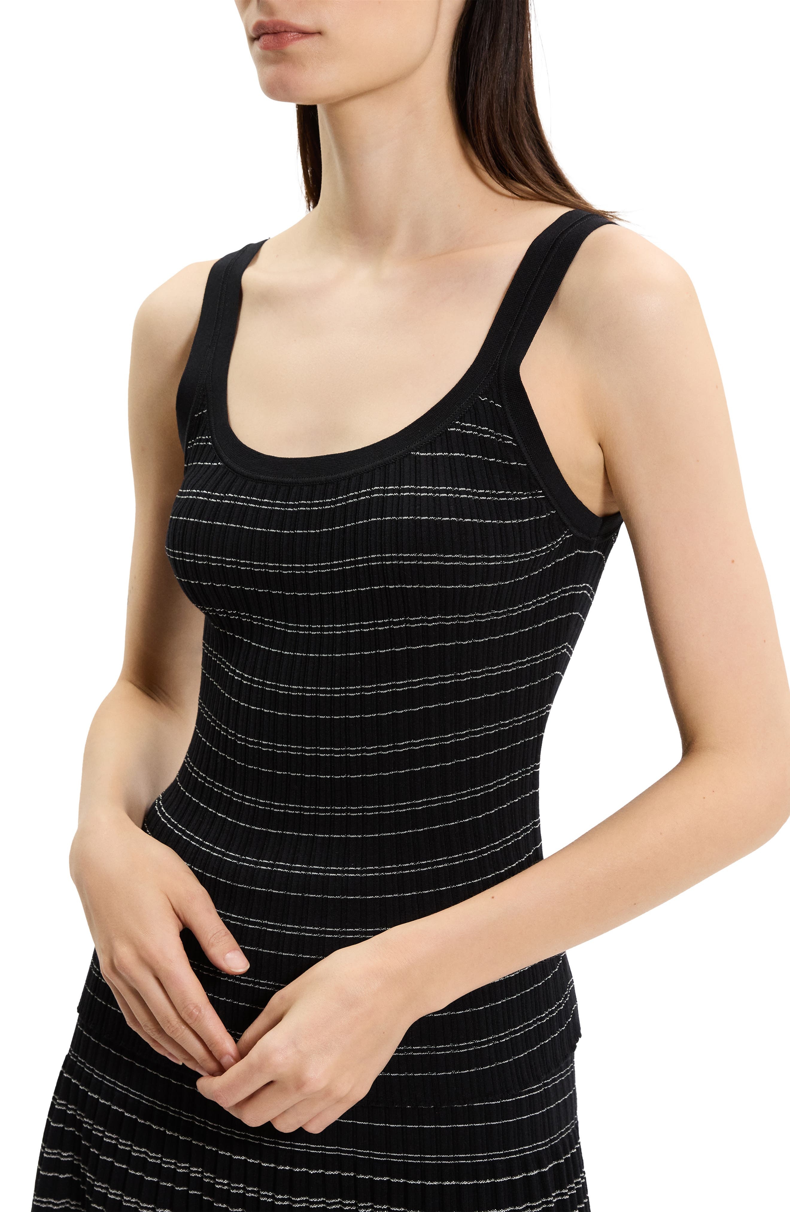 Theory Stripe Rib Tank in Black/White at Nordstrom - 3