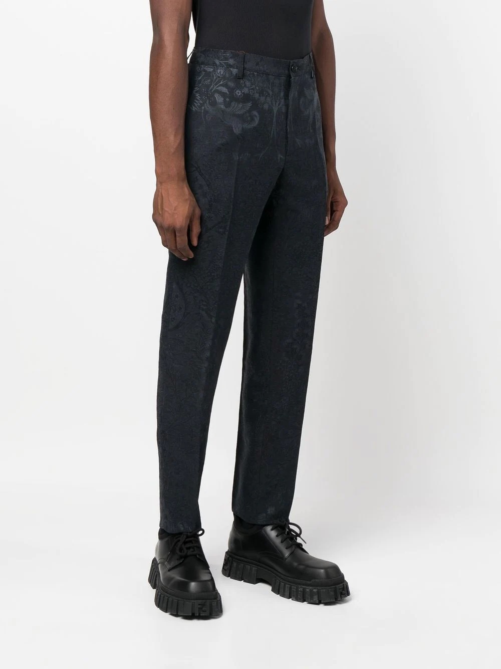 pressed-crease jacquard tailored trousers - 3