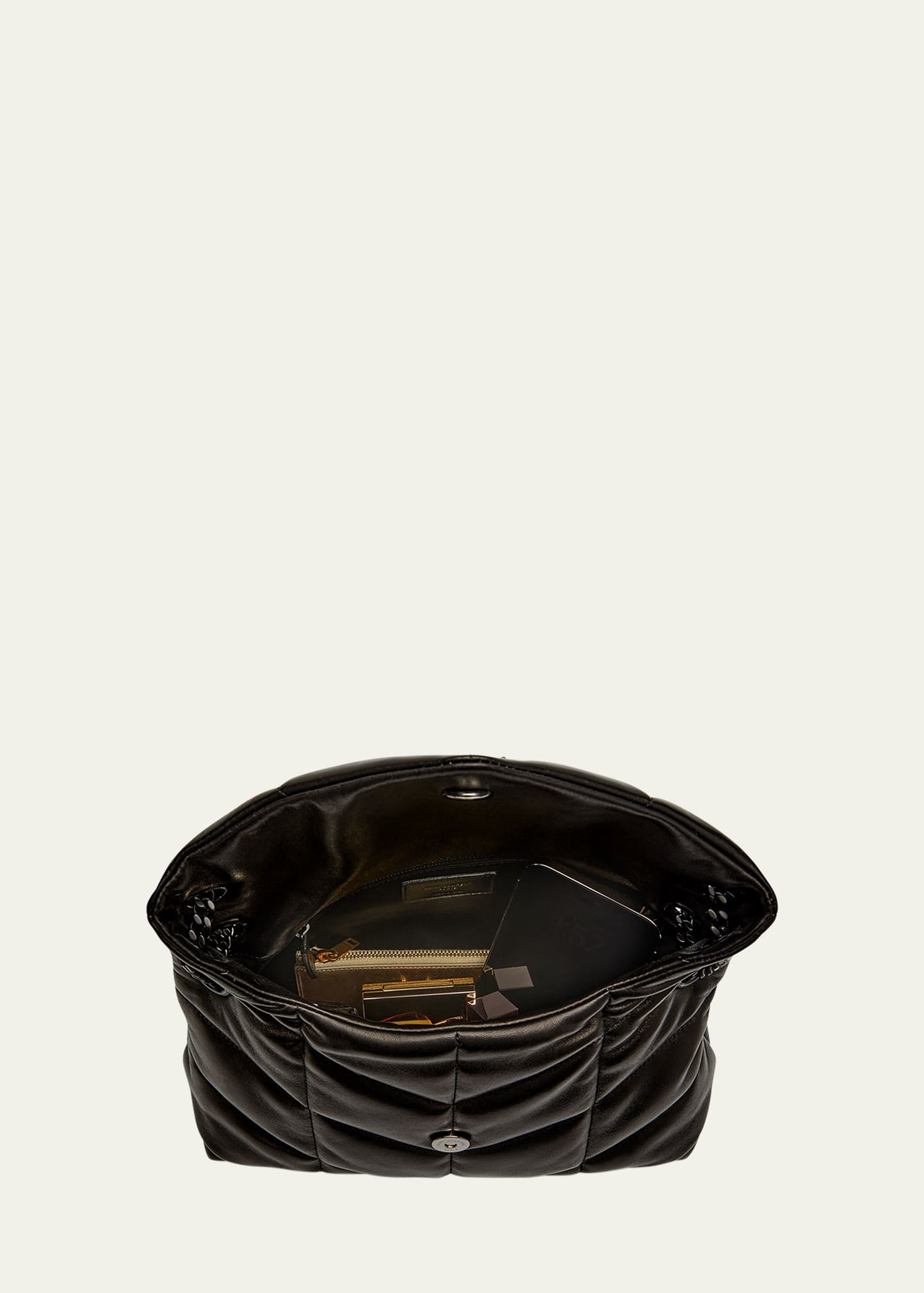 Lou Small Quilted Lambskin Leather Flap-Top Shoulder Bag, Black Hardware - 5