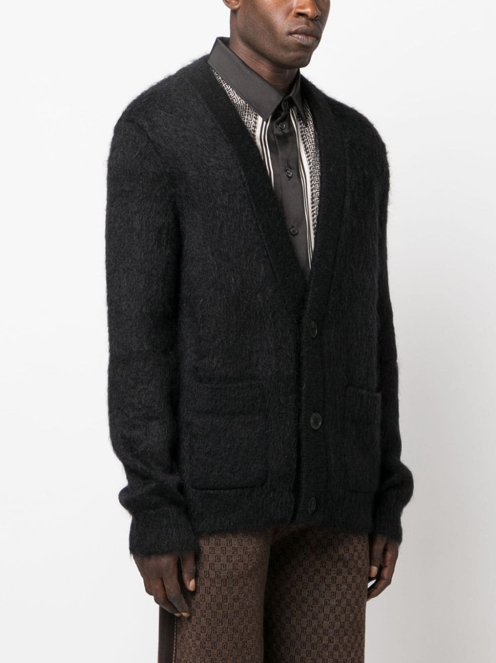 logo-intarsia V-neck cardigan - 4