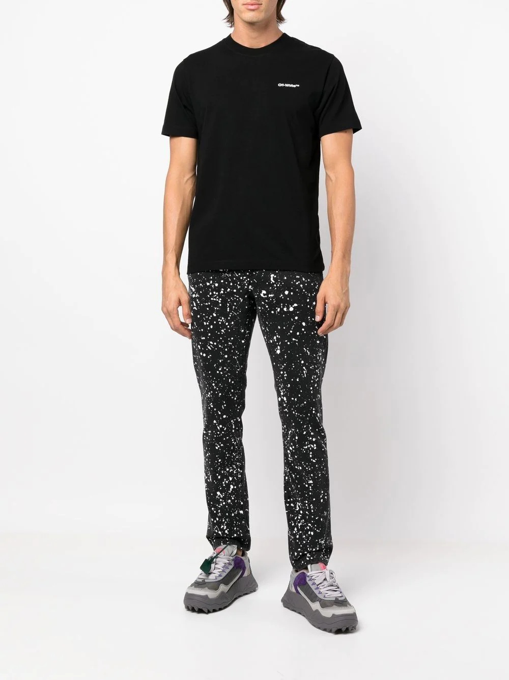 Diag-stripe paint-splatter skinny jeans - 2