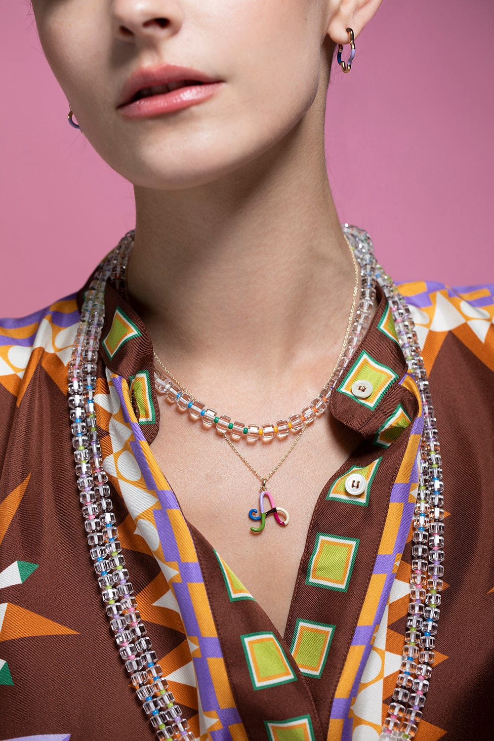 A-Z Multicolor Enamel Necklace - 4