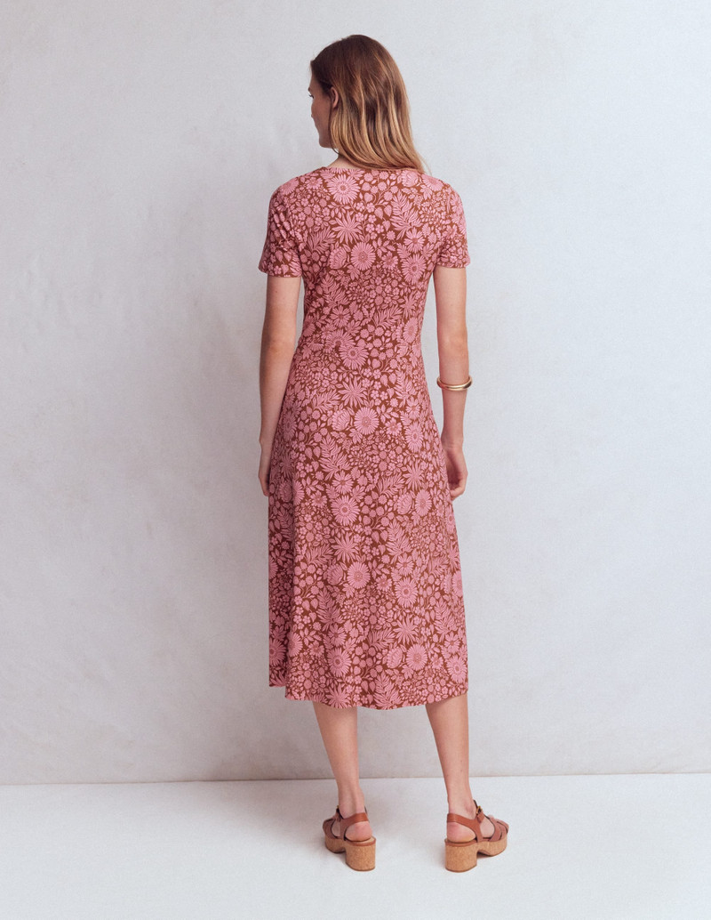 Una Ruched Front Ponte Dress-Russet, Flowerbed Bloom 4