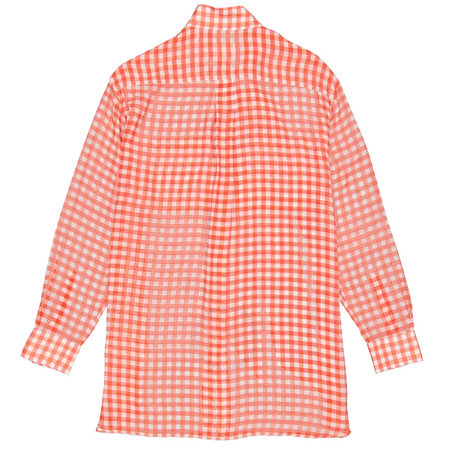 Burberry Gingham Silk Chiffon Pussy-bow Blouse - 5