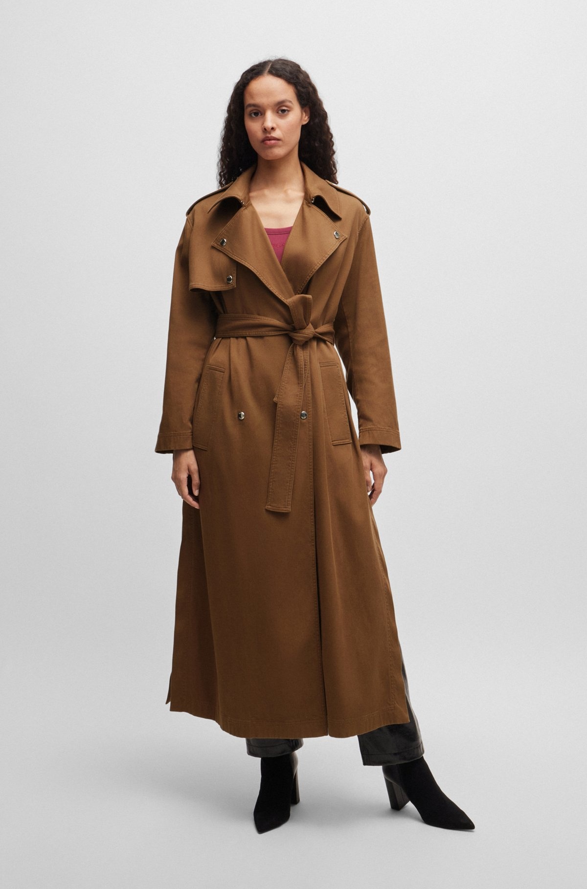 BELTED TRENCH COAT WITH HARDWARE TRIMS - 2