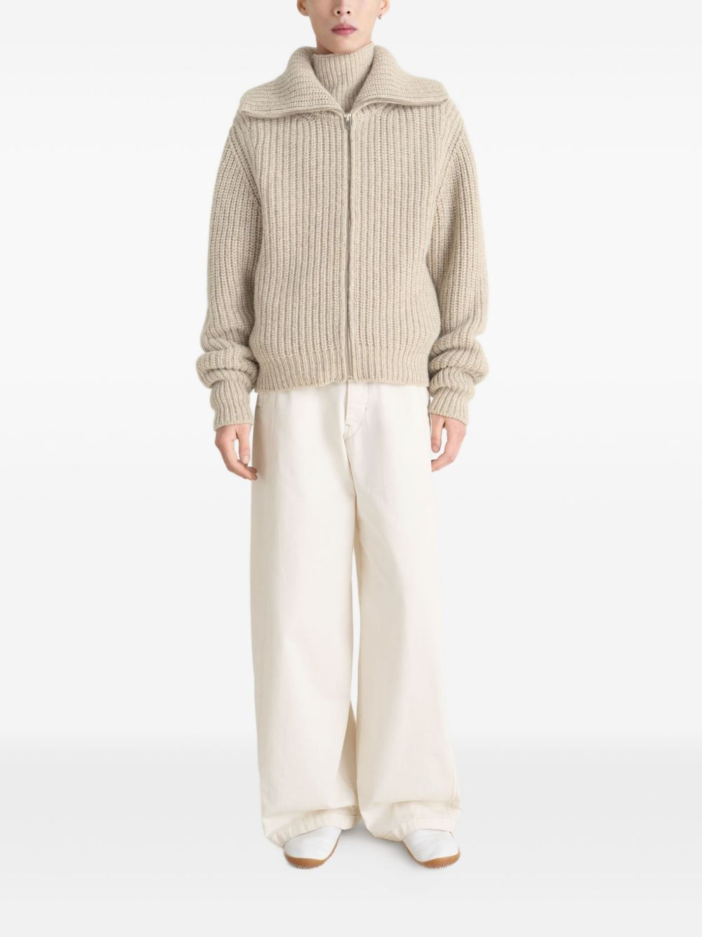 ribbed zip-fastening cardigan - 2