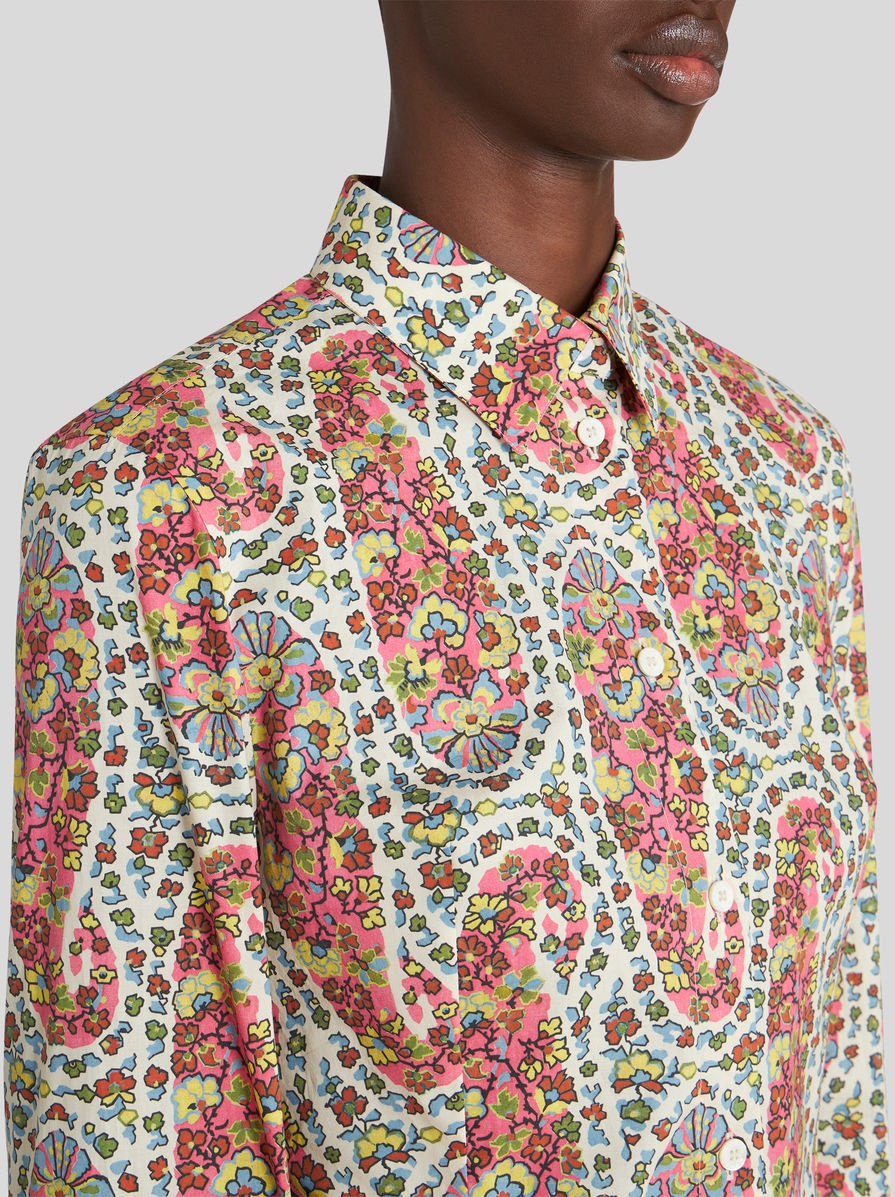 FLORAL PAISLEY WAIST FITTED SHIRT - 3