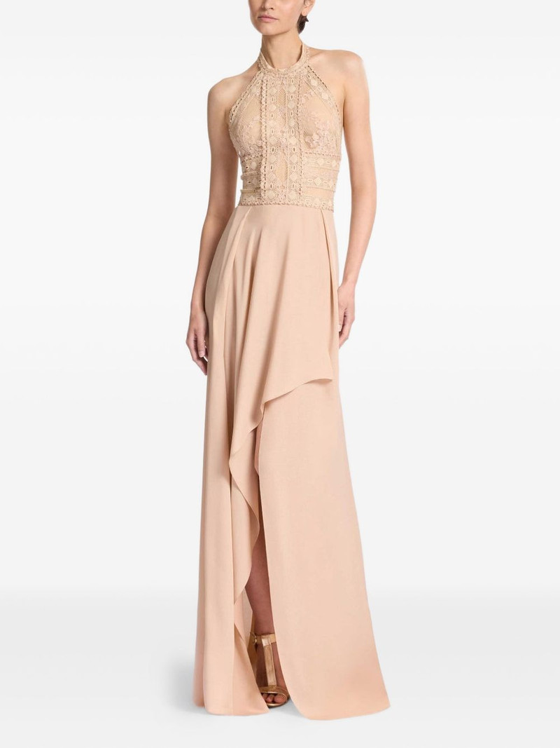 lace-insert halter neck dress 1