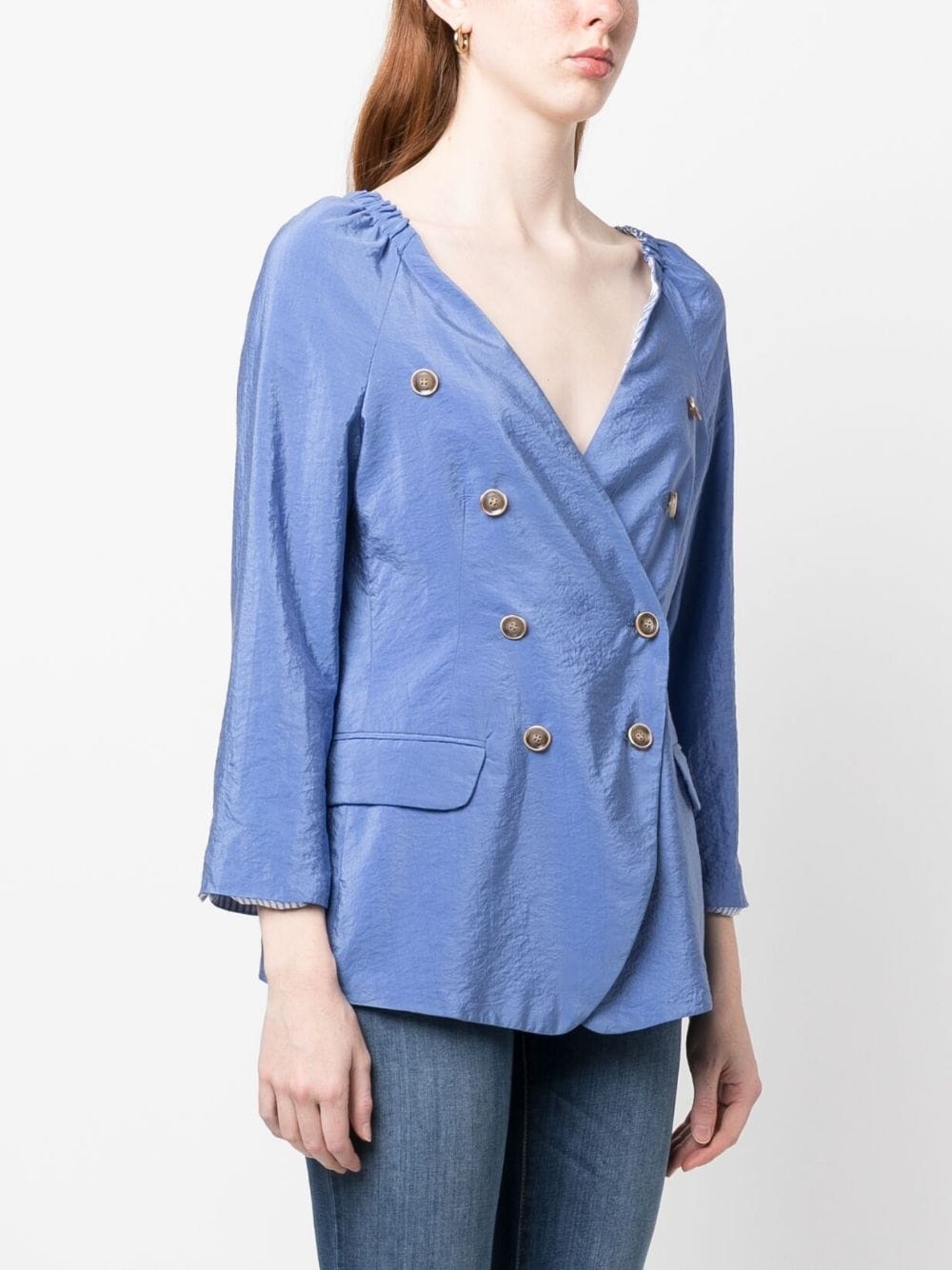 double-breasted silk jacket - 3