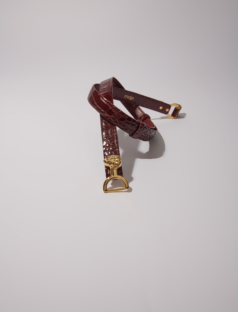 maje Thin leather belt with lion bit outlook