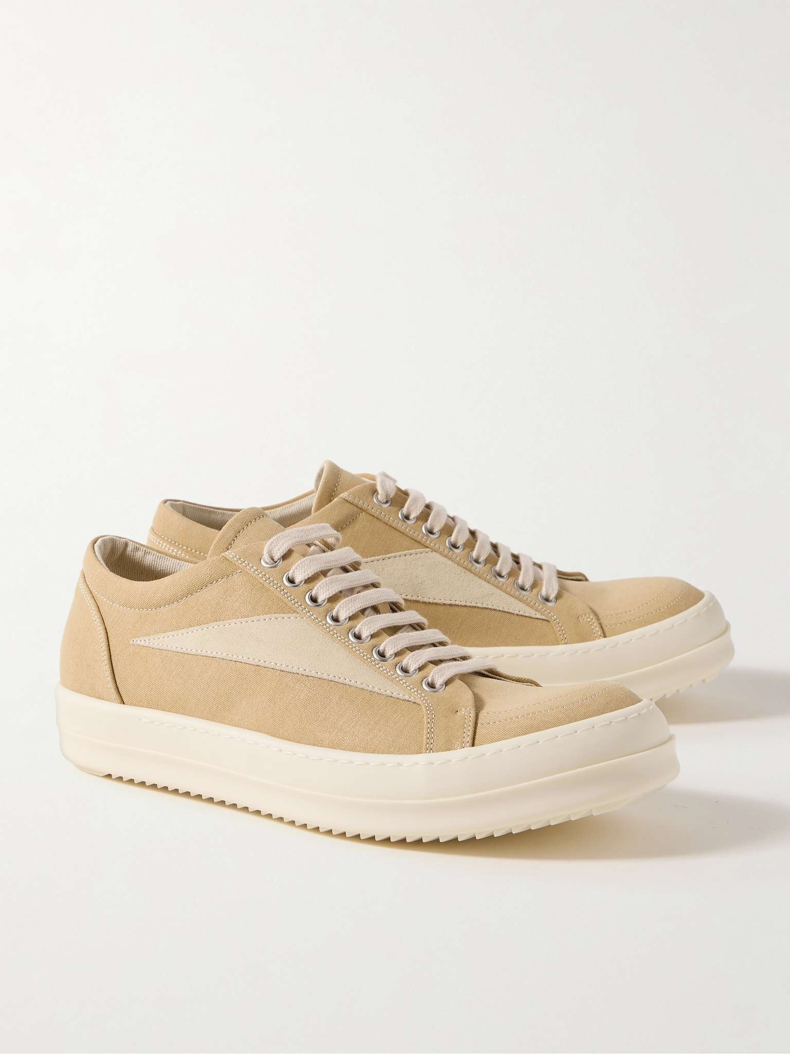 Vintage Suede-Trimmed Denim Sneakers - 4