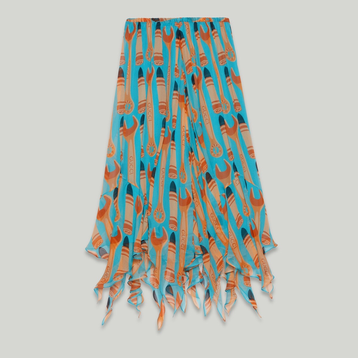Lipstick and tool print silk skirt - 1