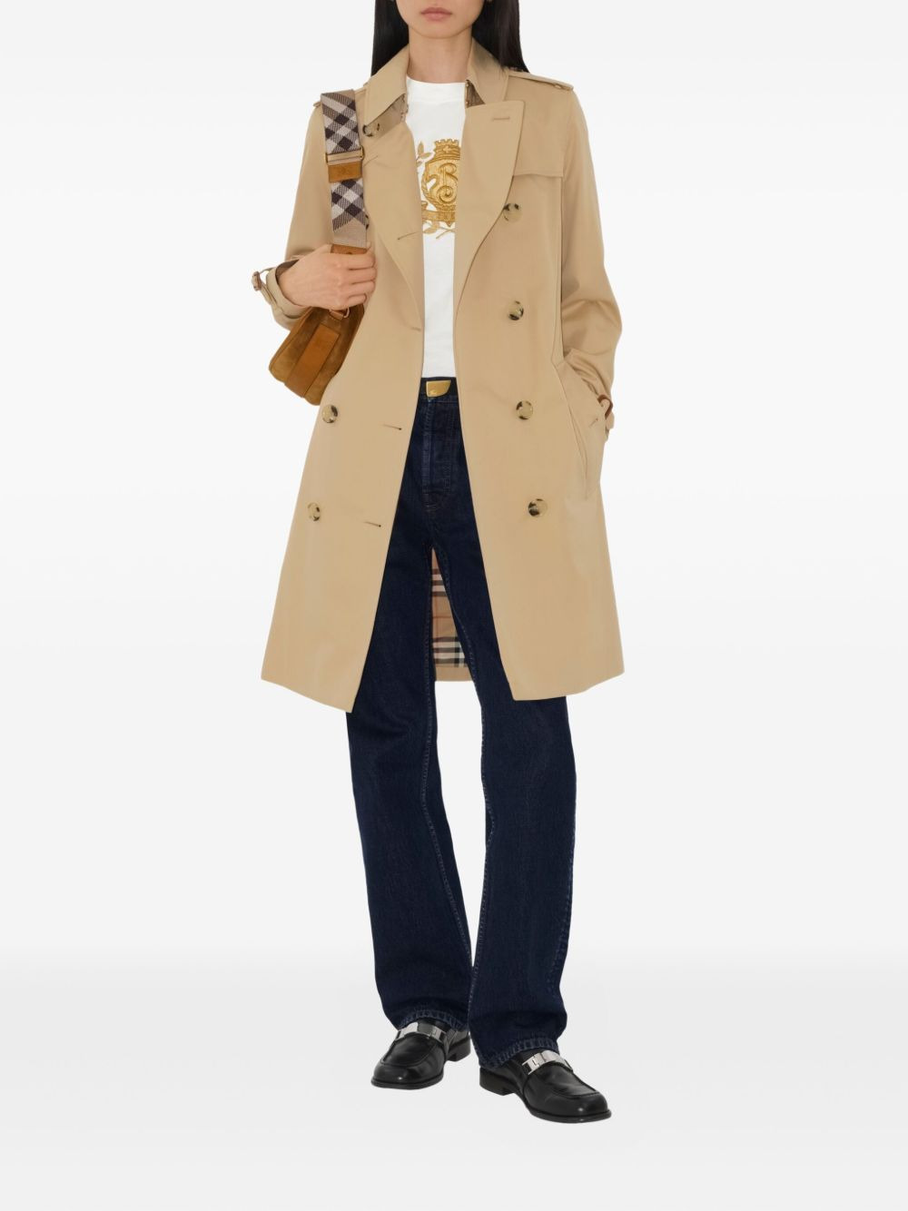 double-breasted belted trench coat - 2