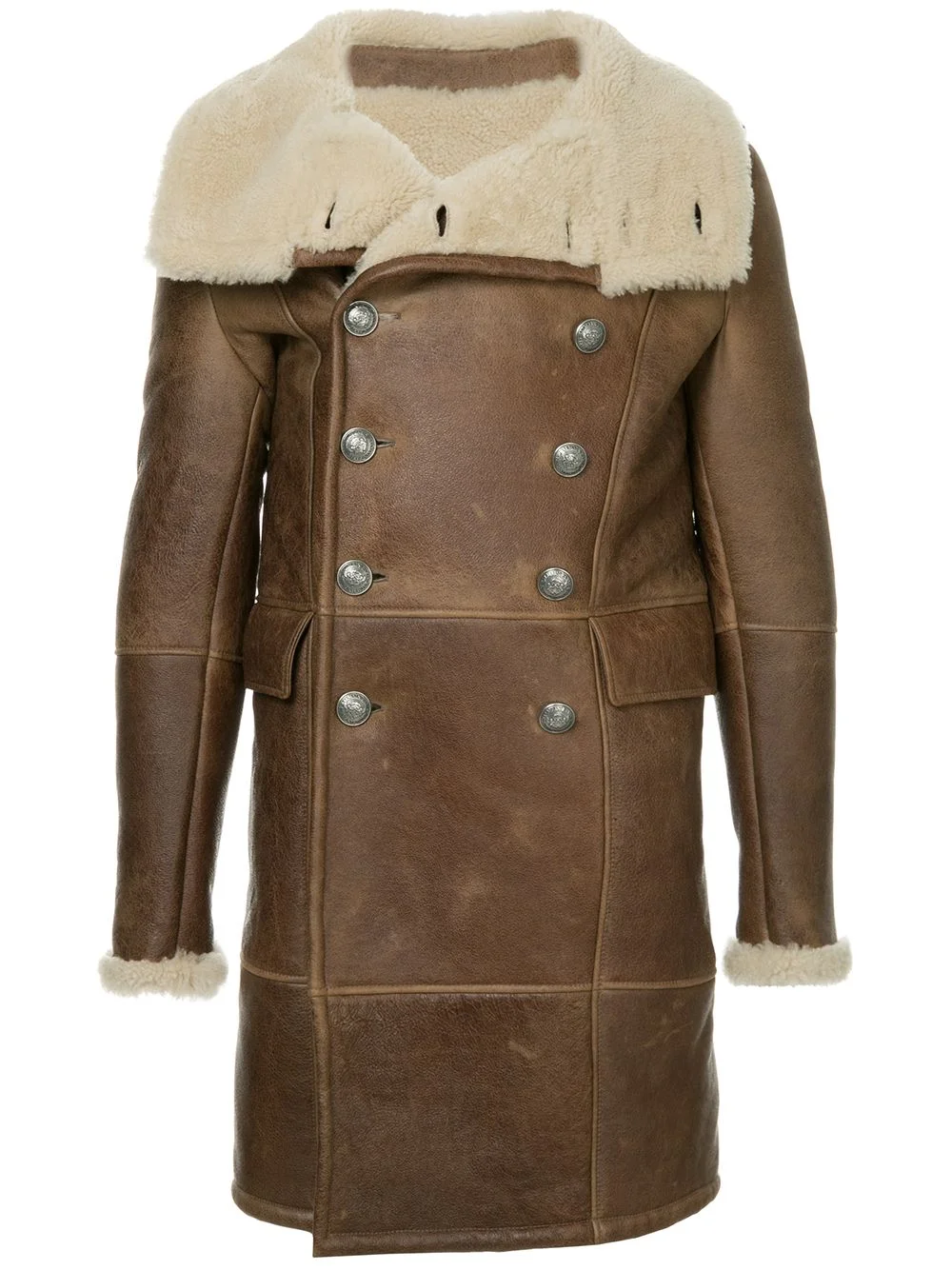 shearling double-breasted coat - 1
