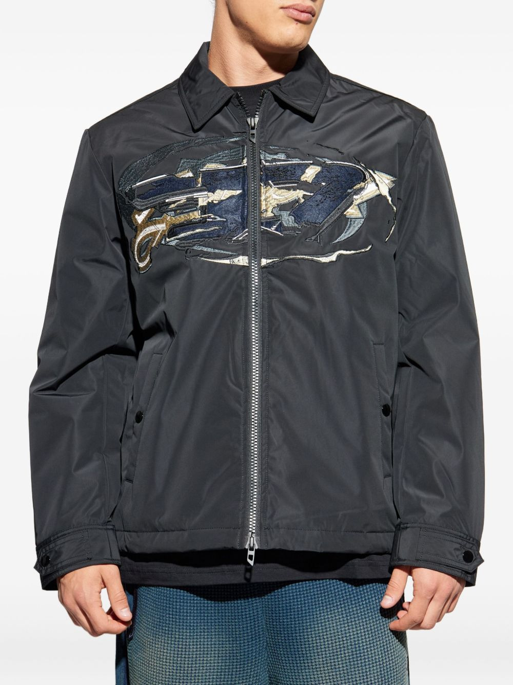 embroidered panel jacket - 3