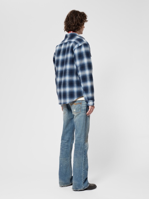 Glenn Padded Shadow Check Shirt Blue - 4