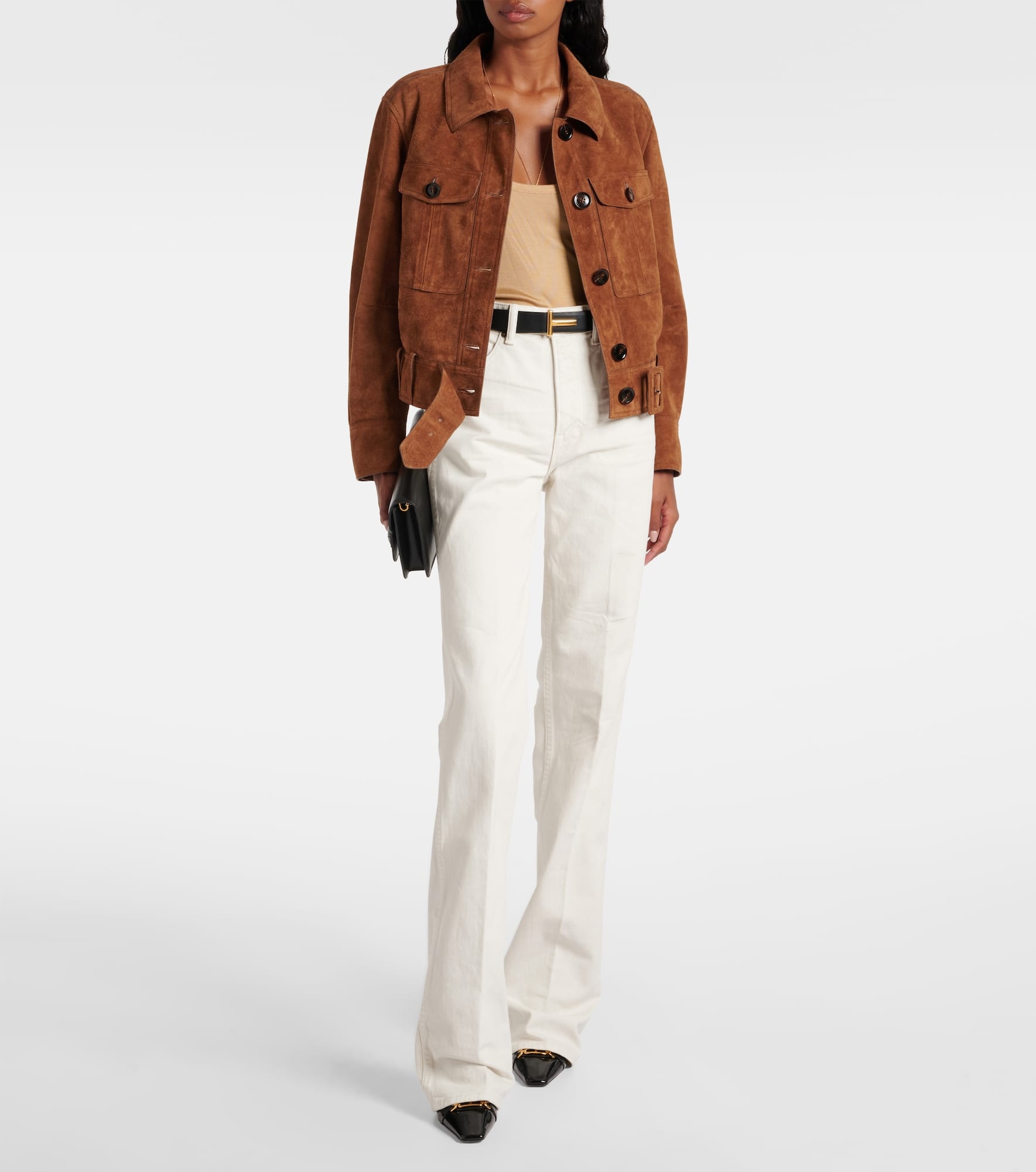 Cropped suede jacket - 2