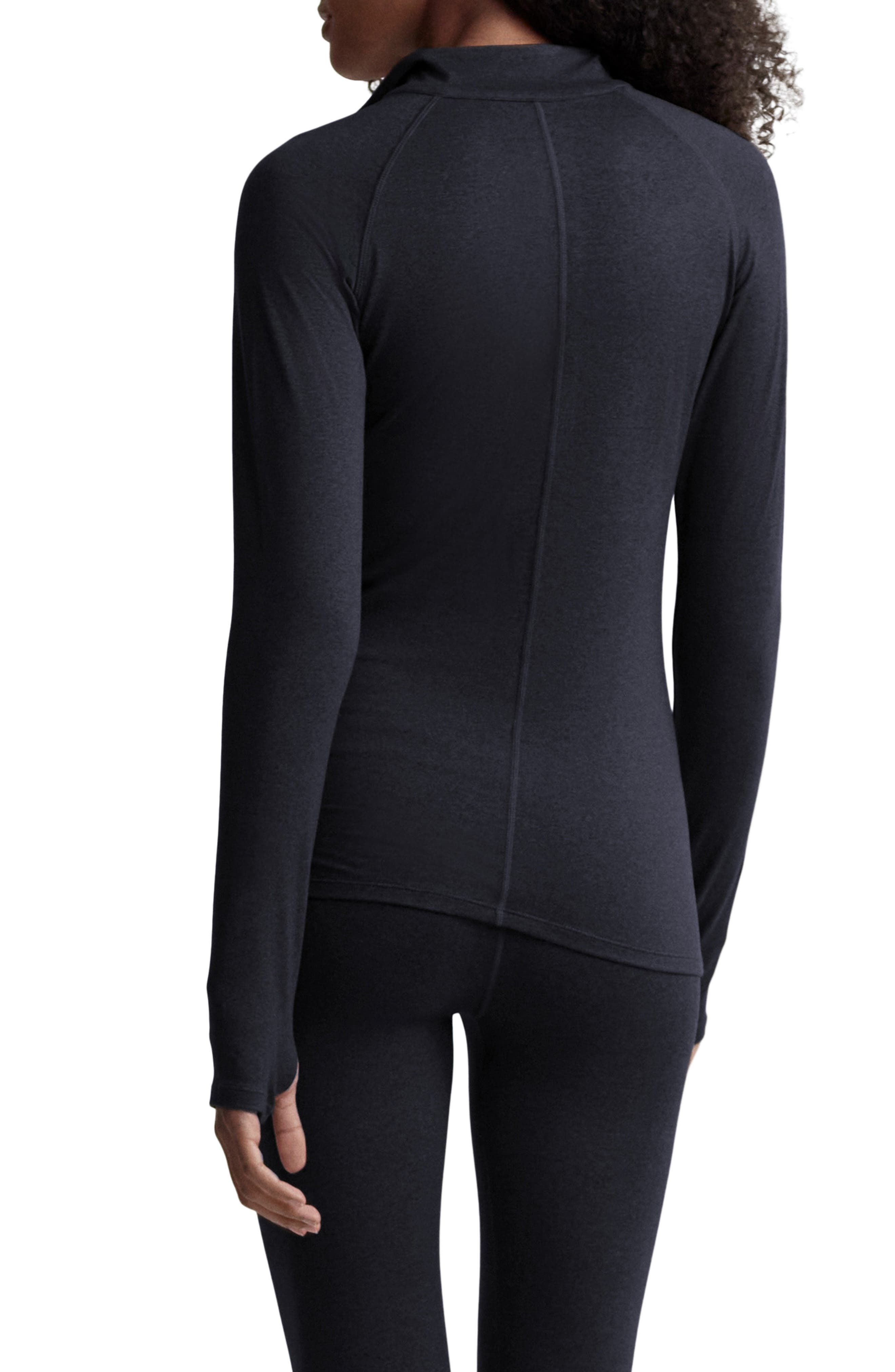 Varley Always Warm Base Layer Half Zip Top in Black Marl at Nordstrom - 2