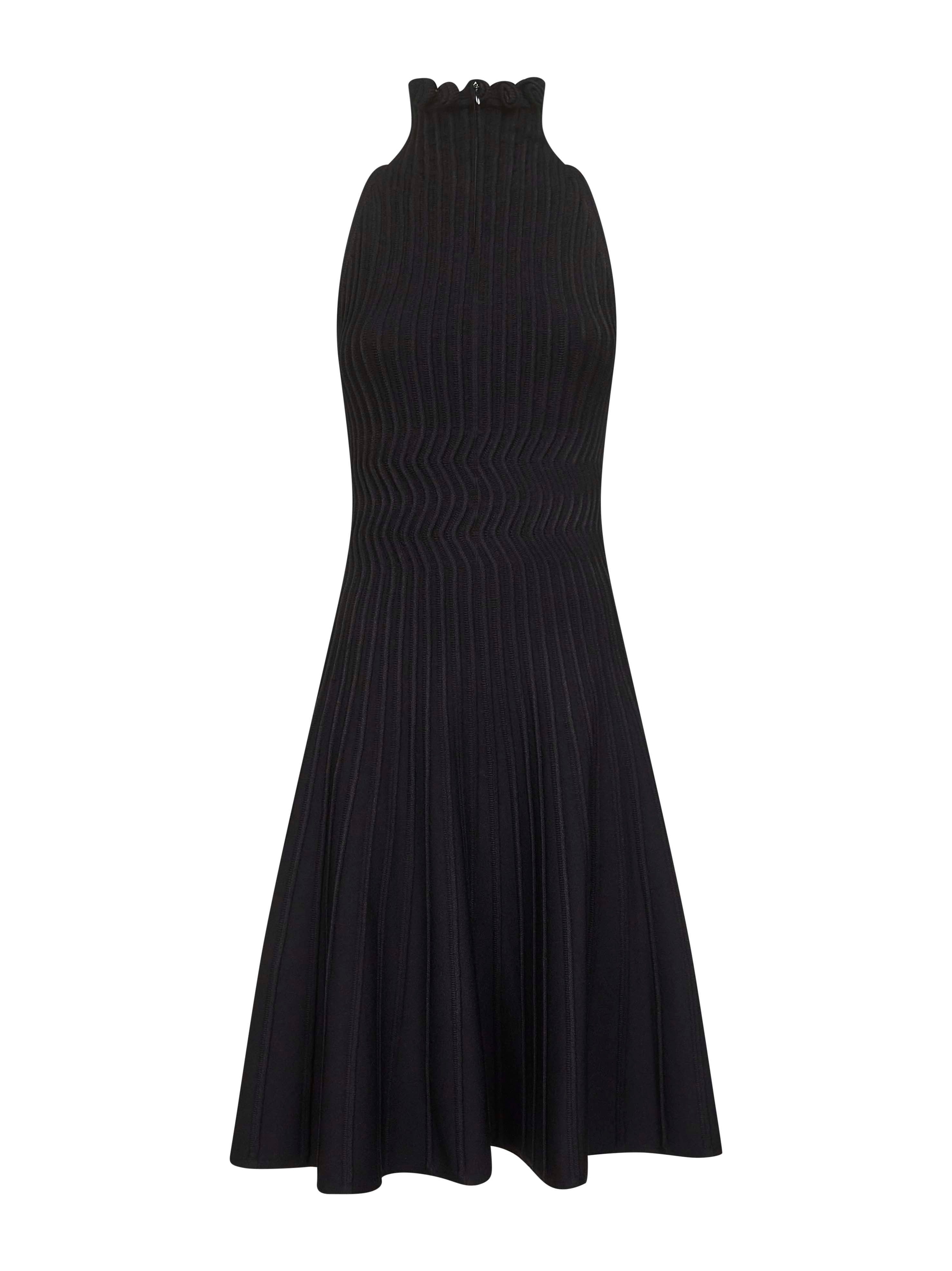 Black ribbed knit midi dress - 2