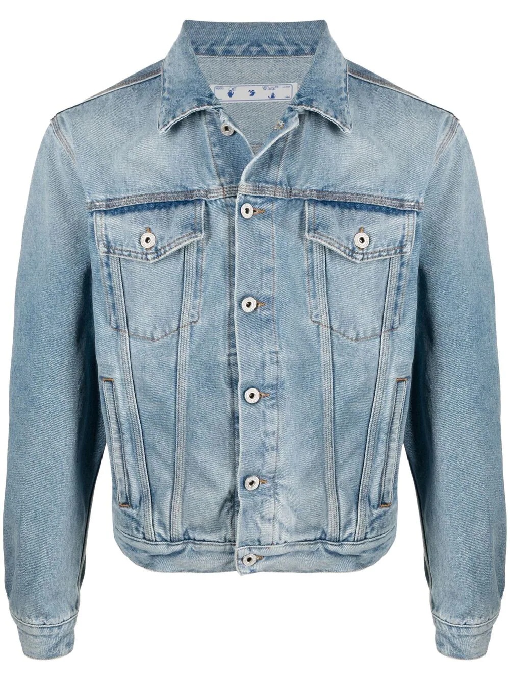 logo-print denim jacket - 1