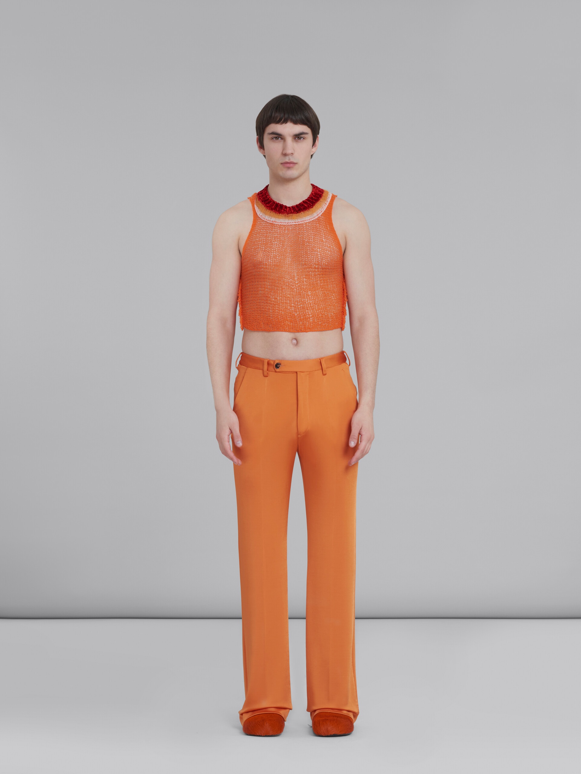 ORANGE WOOL-CASHMERE TOP WITH CUTOUT - 2