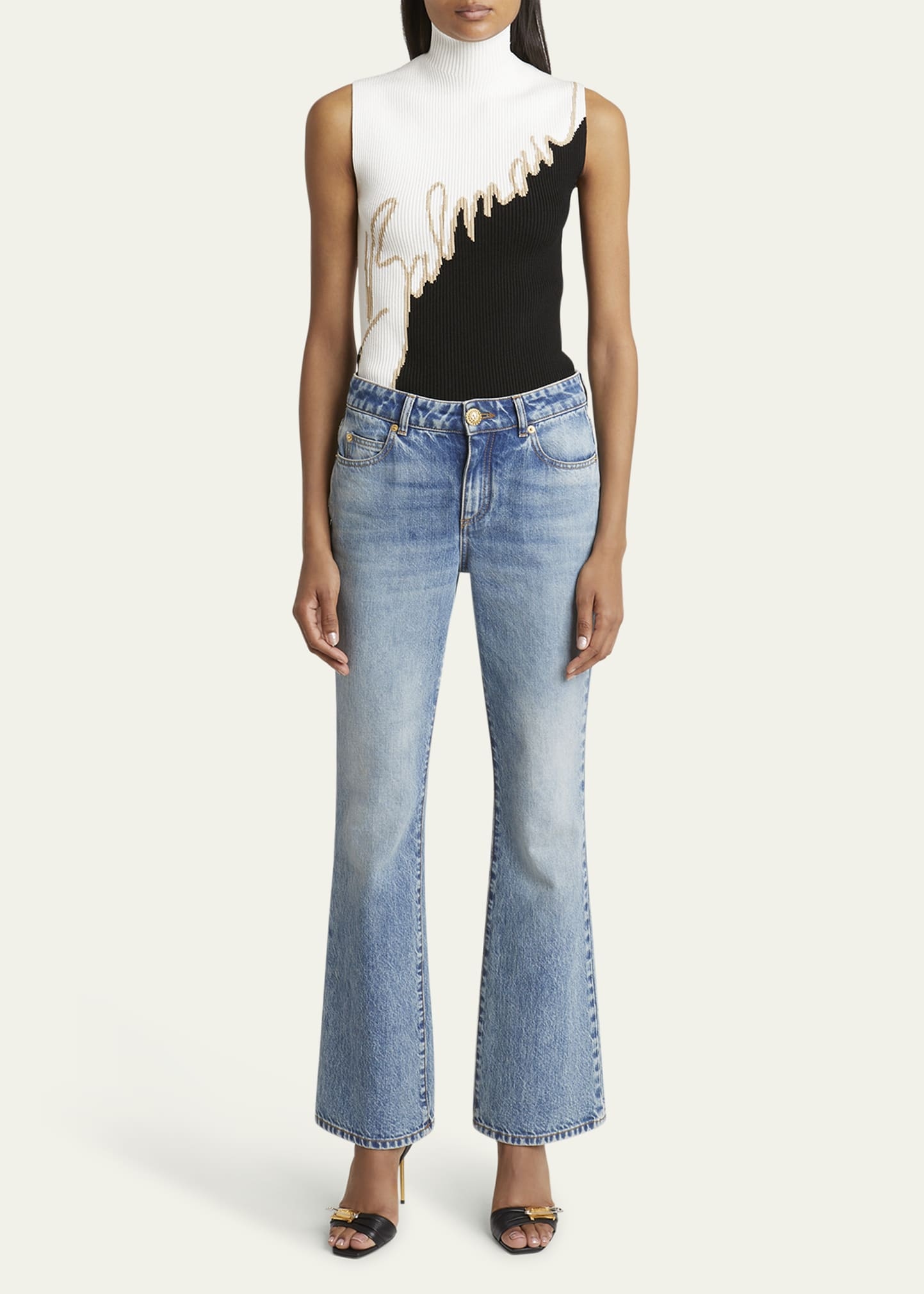 Flared Denim Pants - 2