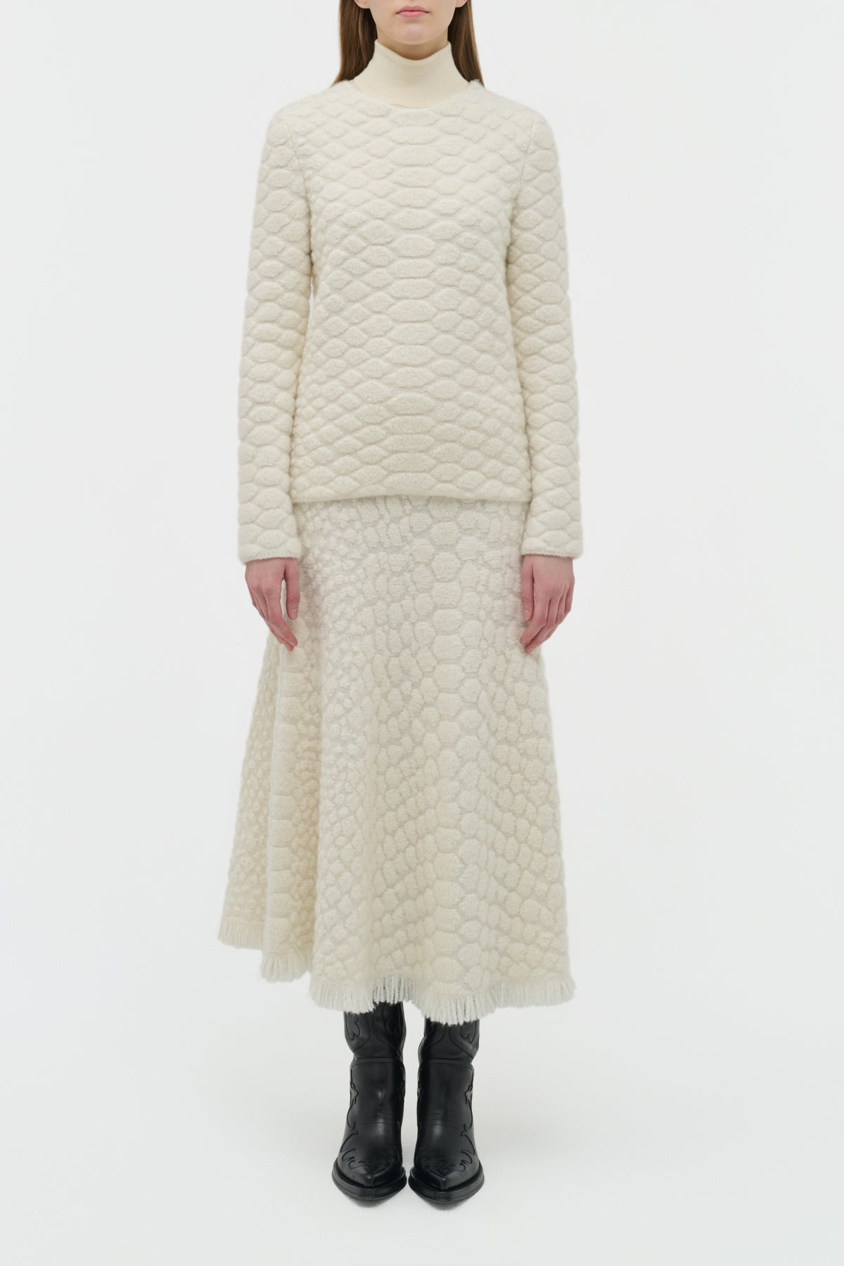 Tansey Knit Sweater in Ivory Cashmere - 2