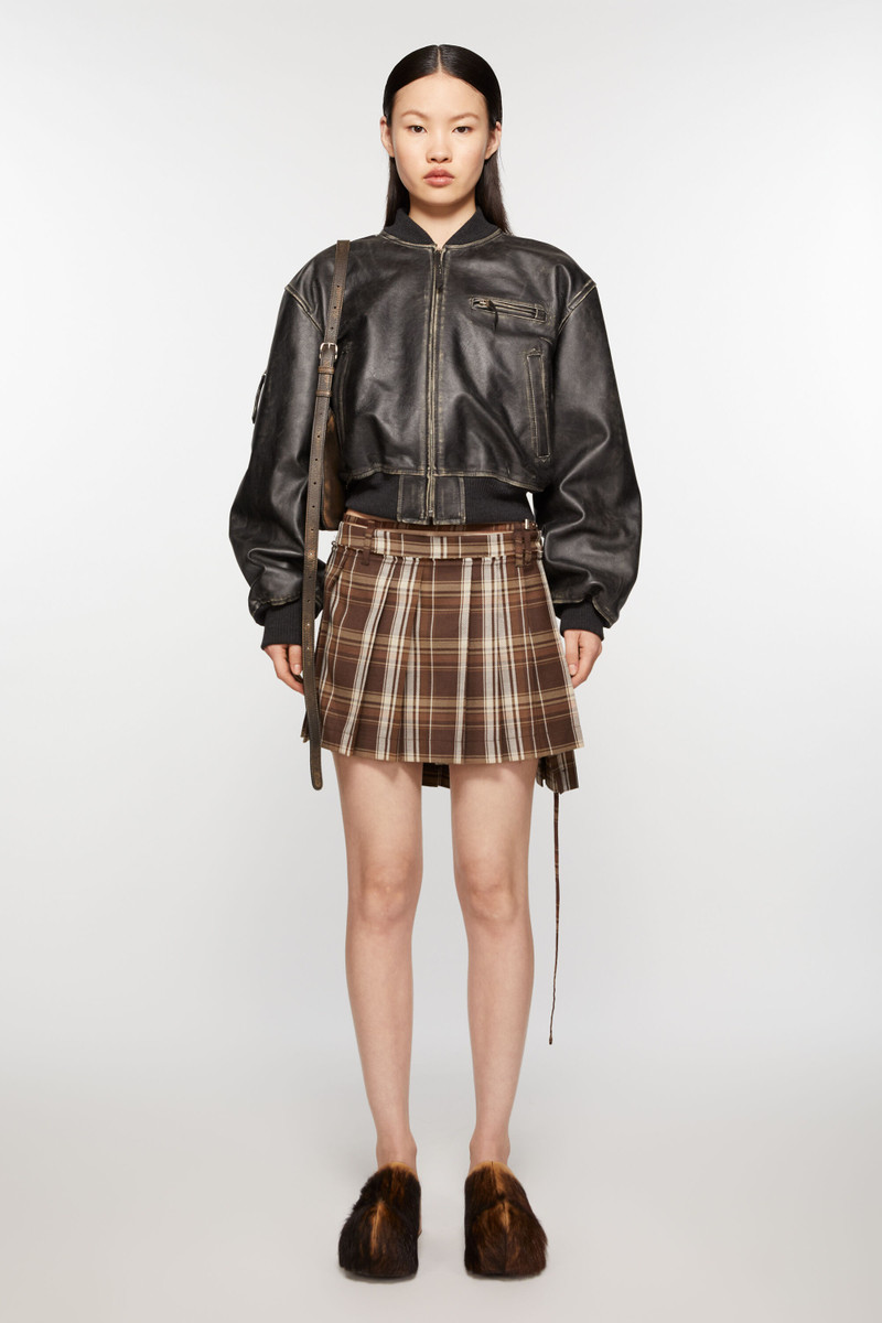 Acne Studios Asymmetric pleated skirt - Brown/beige outlook
