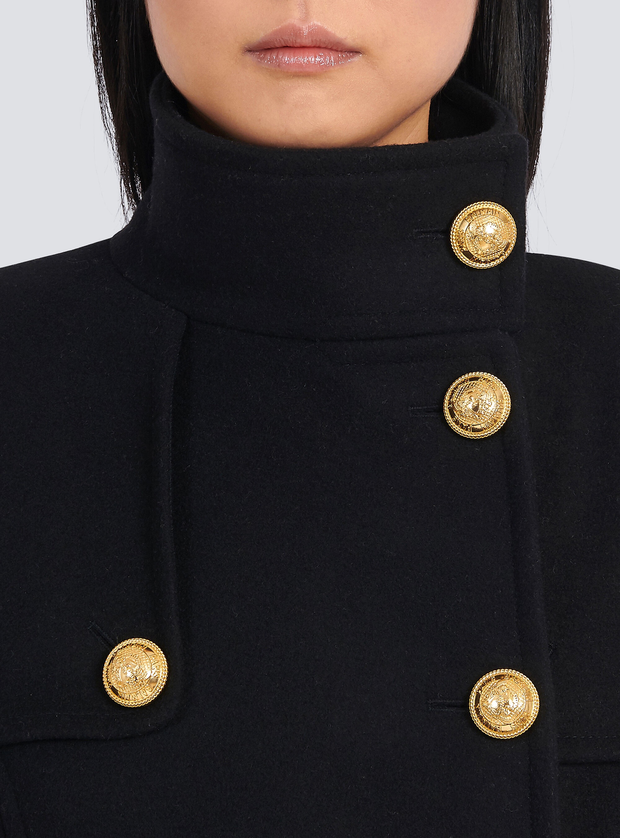 Long wool and cashmere coat with double-breasted gold-tone buttoned fastening - 8