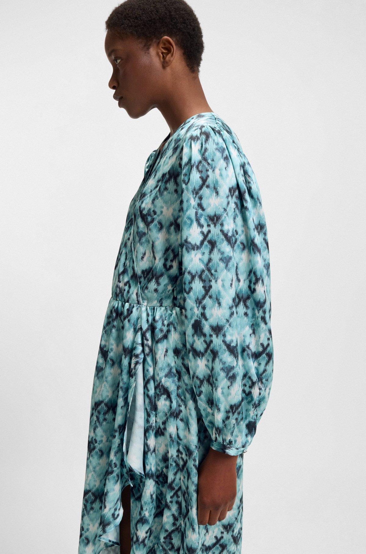 PRINTED DRESS IN HAMMERED SATIN - 6