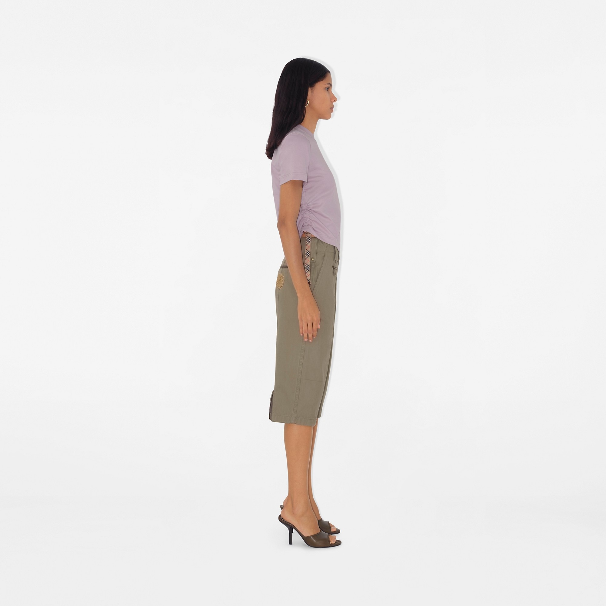 Check Trim Cotton T-shirt - 4