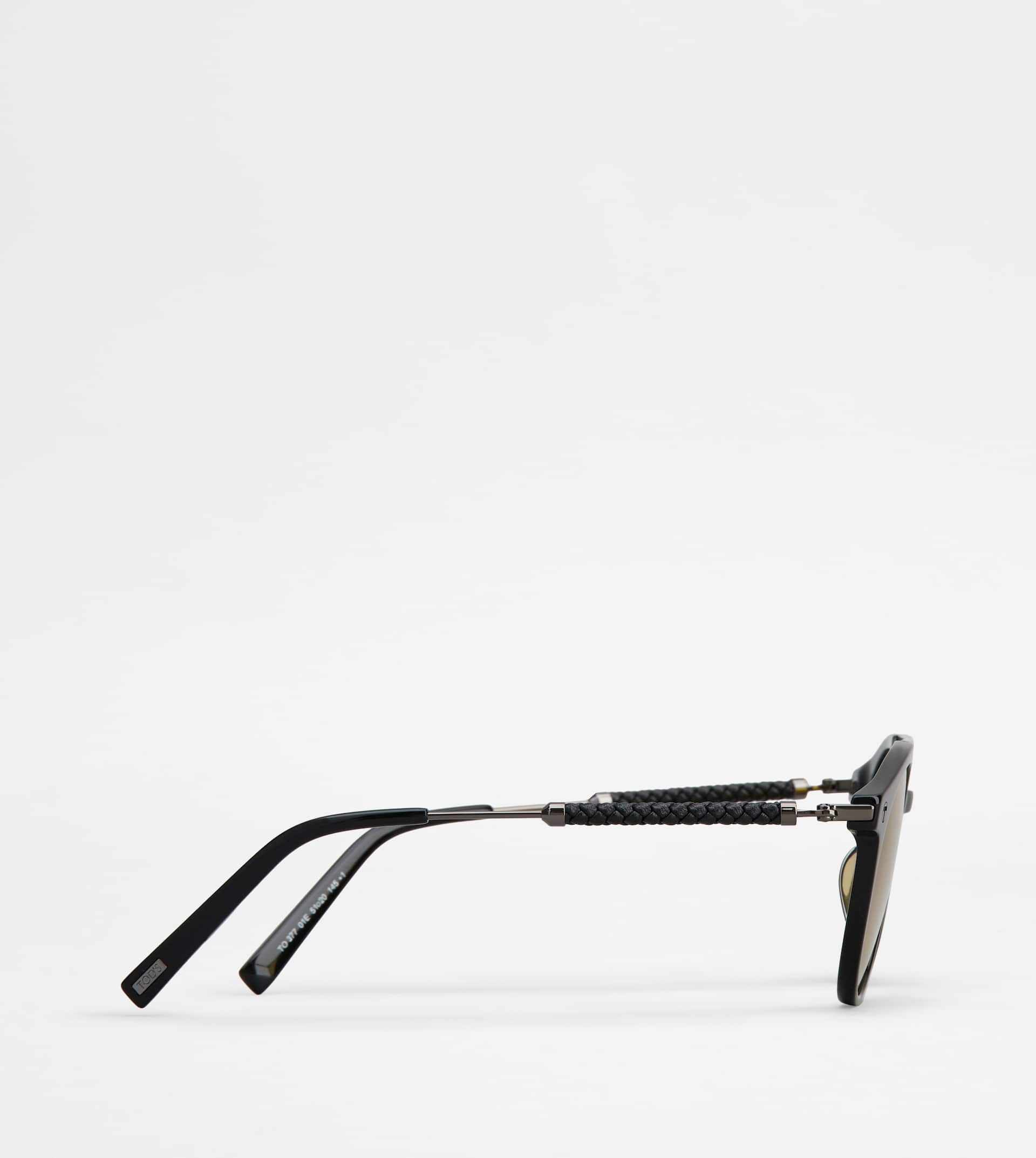 PANTOS SUNGLASSES WITH TEMPLES IN LEATHER - BLACK - 2