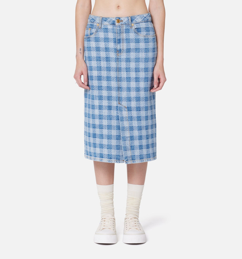 AMI Paris Gingham Pattern Jacquard Denim Pencil Skirt outlook
