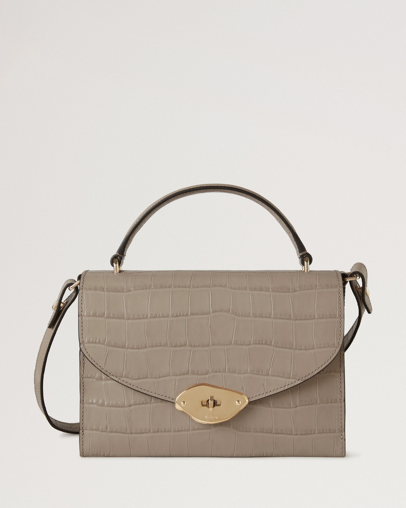 Lana Top Handle Cashmere Taupe Shiny Small Croc 1