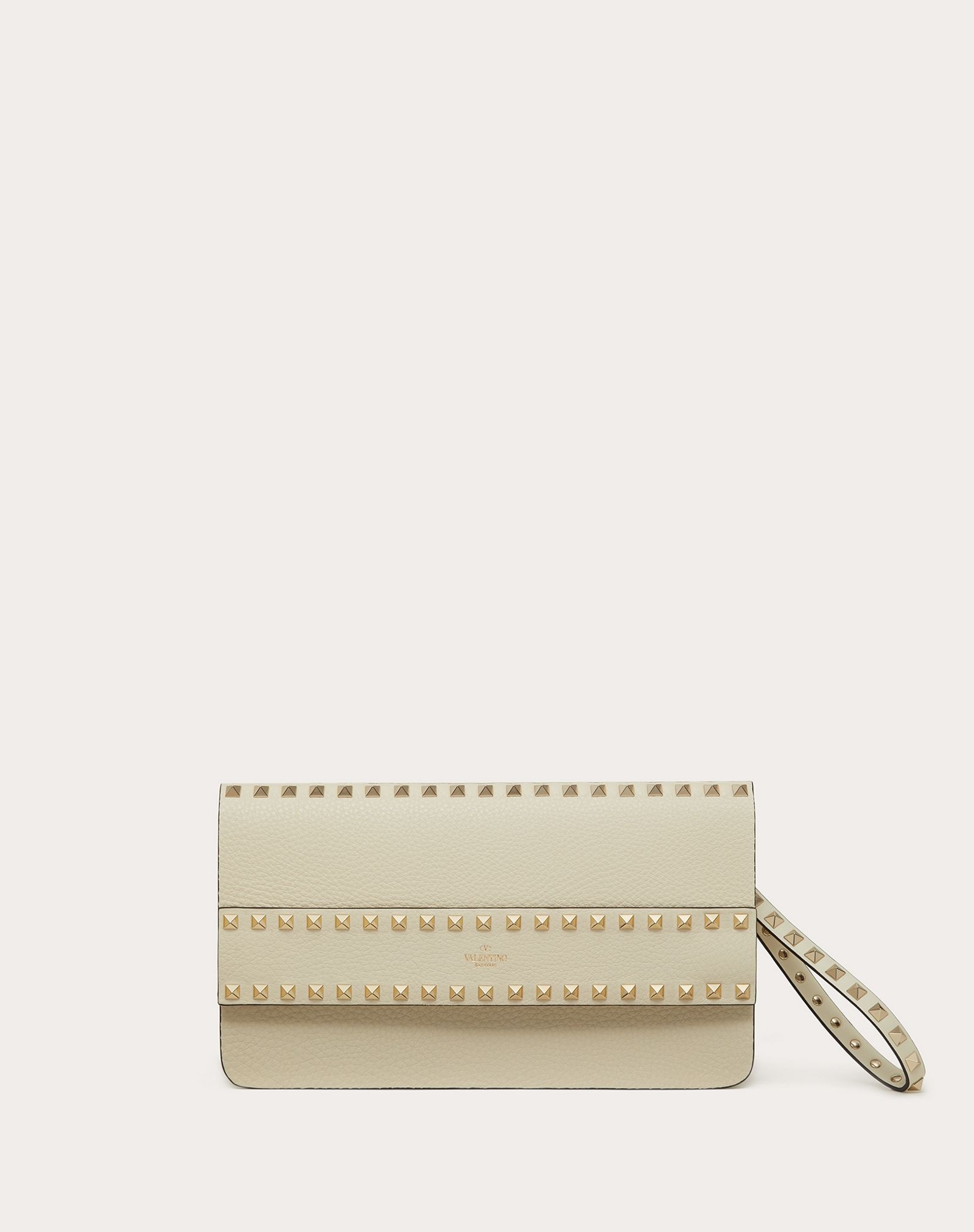 Rockstud Grainy Calfskin Clutch - 1