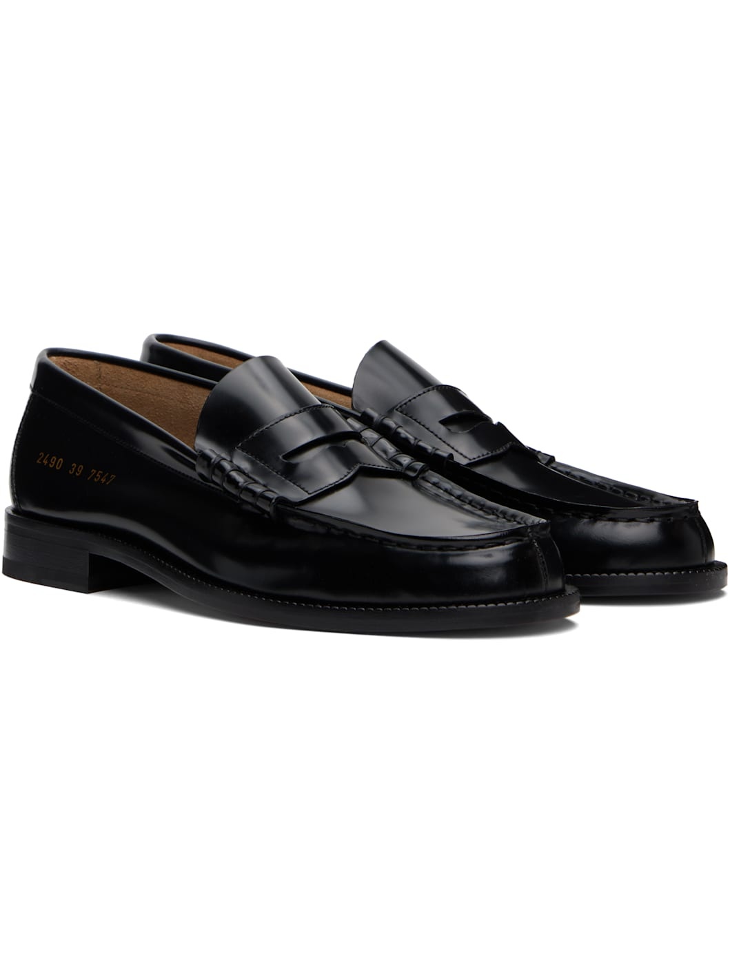 Black Polished Leather Loafers - 4