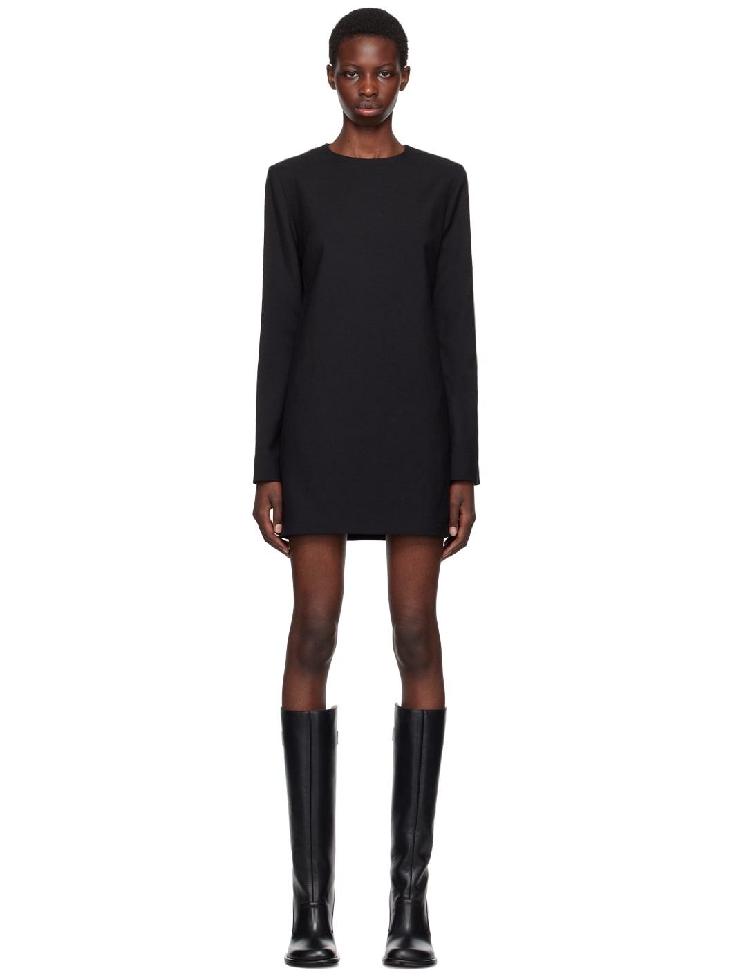 Black Virgin Wool Minidress - 1