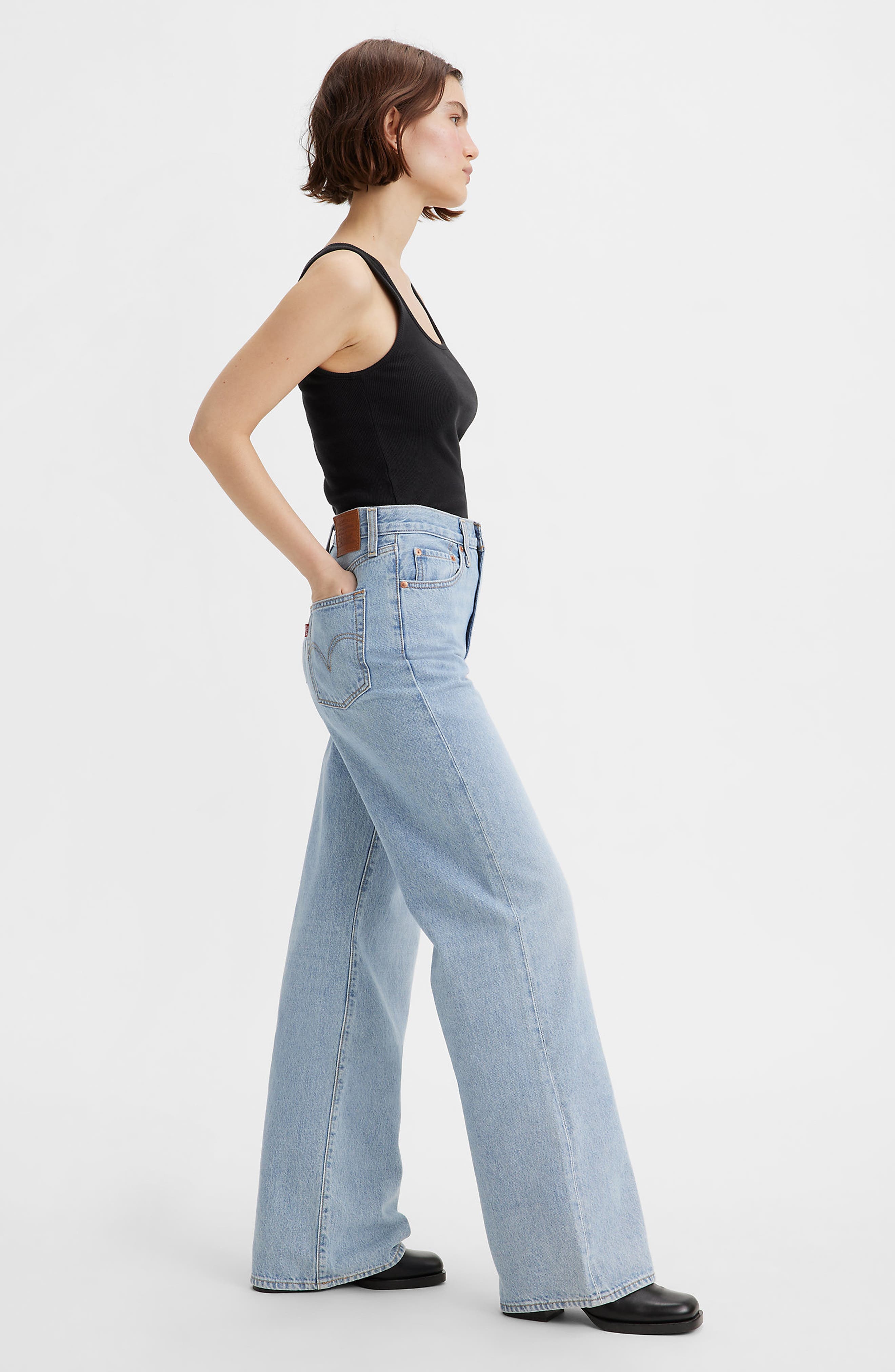 Ribcage High Waist Wide Leg Jeans - 7