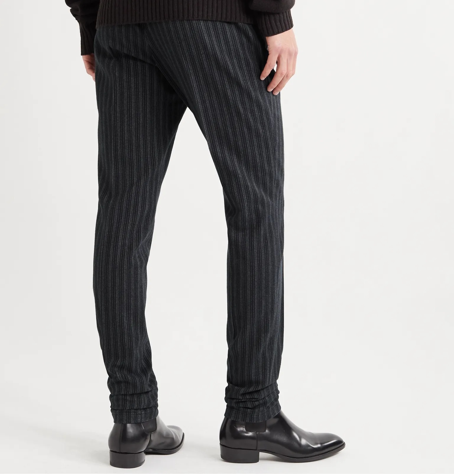 Slim-Fit Tapered Pinstriped Cotton-Blend Trousers - 4