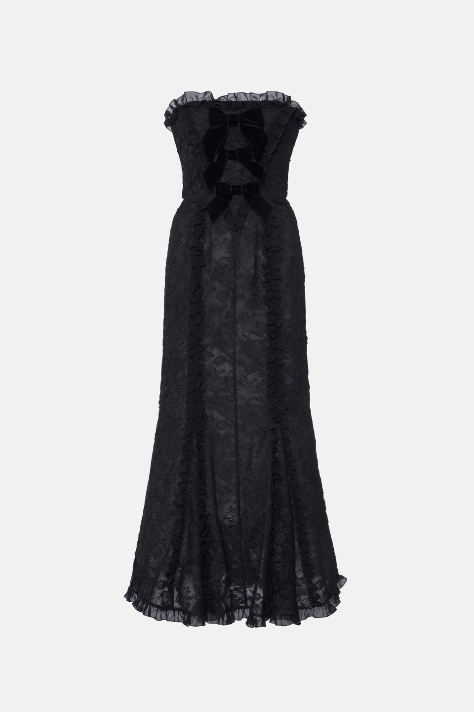 LACE BUSTIER DRESS WITH VELVET BOWS - 1