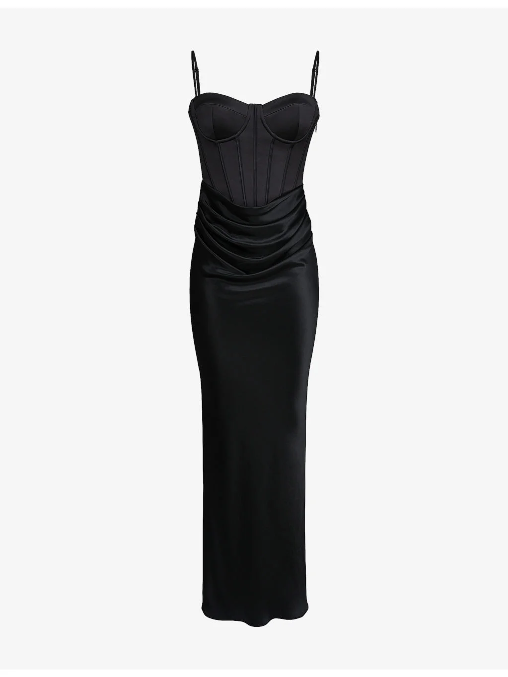 Valentina Draped Corset Satin Maxi Dress - 1