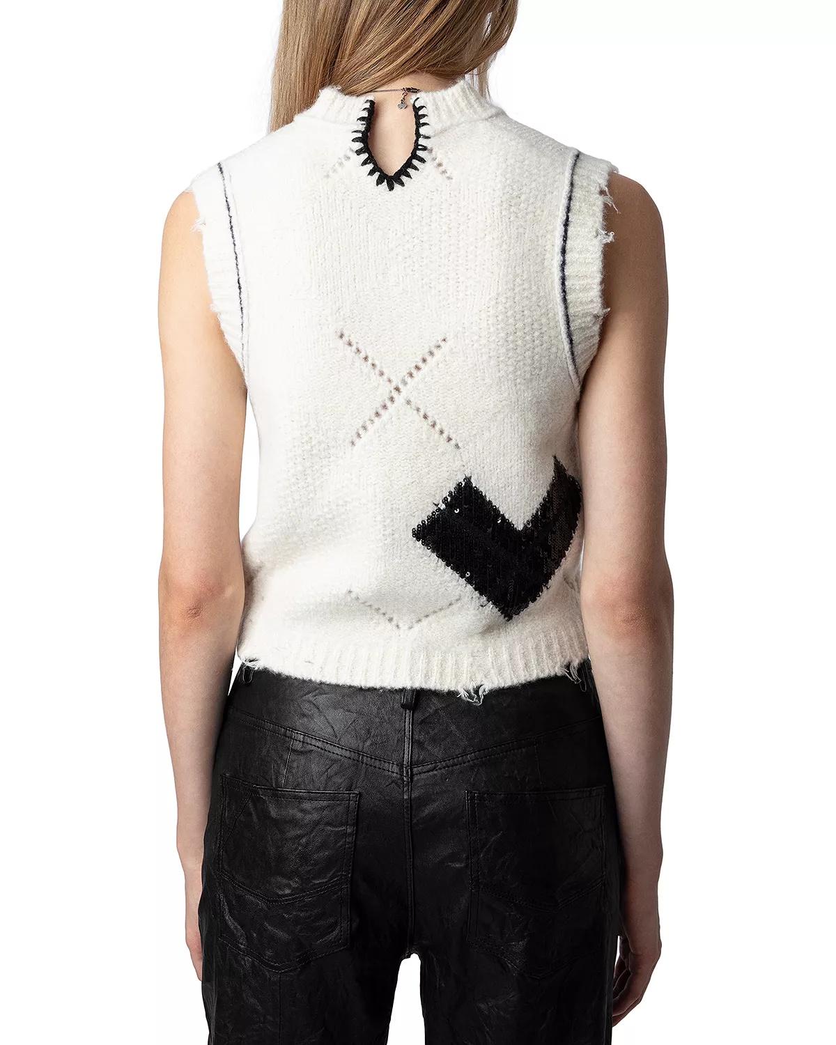 Karry Sleeveless Sequined Cardigan Sweater - 3
